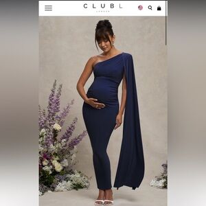 Club L London Dark Blue One-Shoulder Dress